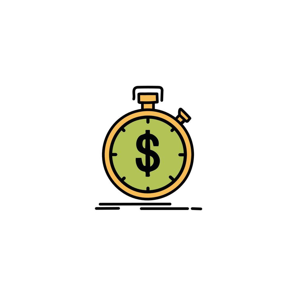 Time is money icon, illustration, filled design editable outline vector