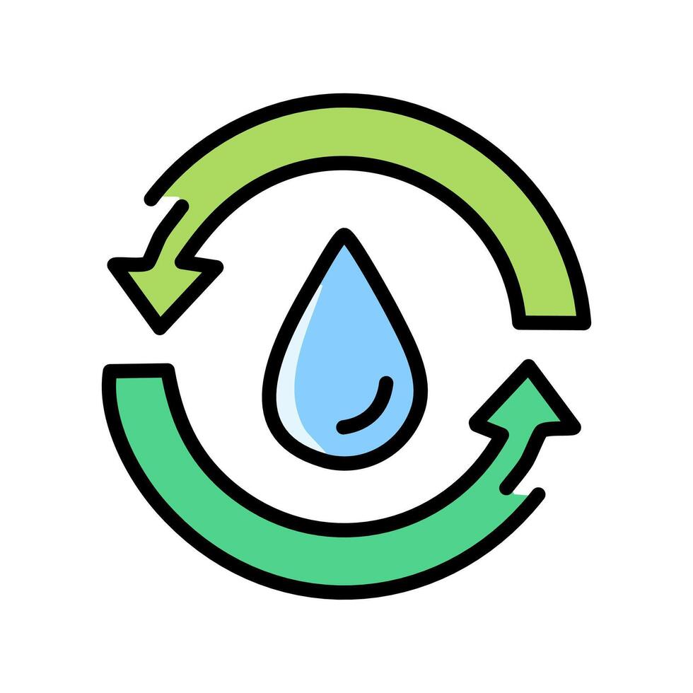 Water recycling icon, illustration, filled design editable stroke. vector