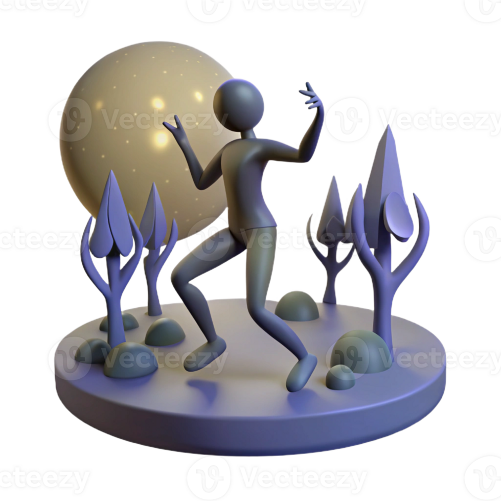 elegant abstract 3D Render Night Scene Joyful Figure professional png