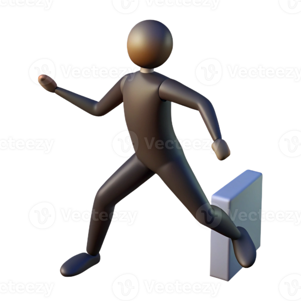 serene modern 3D Illustration Figure Jumping Obstacle 4K png