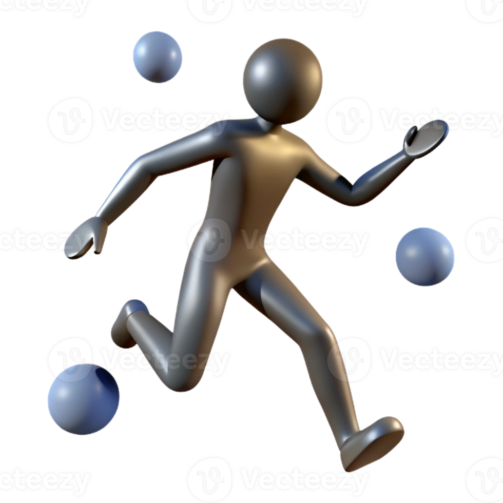 magnificent classic 3D Illustration Figure Playing Ball high resolution png