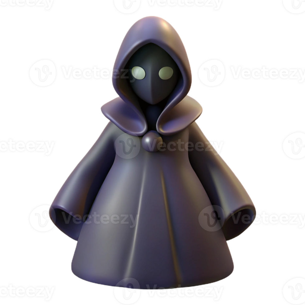 magnificent minimalist 3D Render Mysterious Hooded Figure professional png