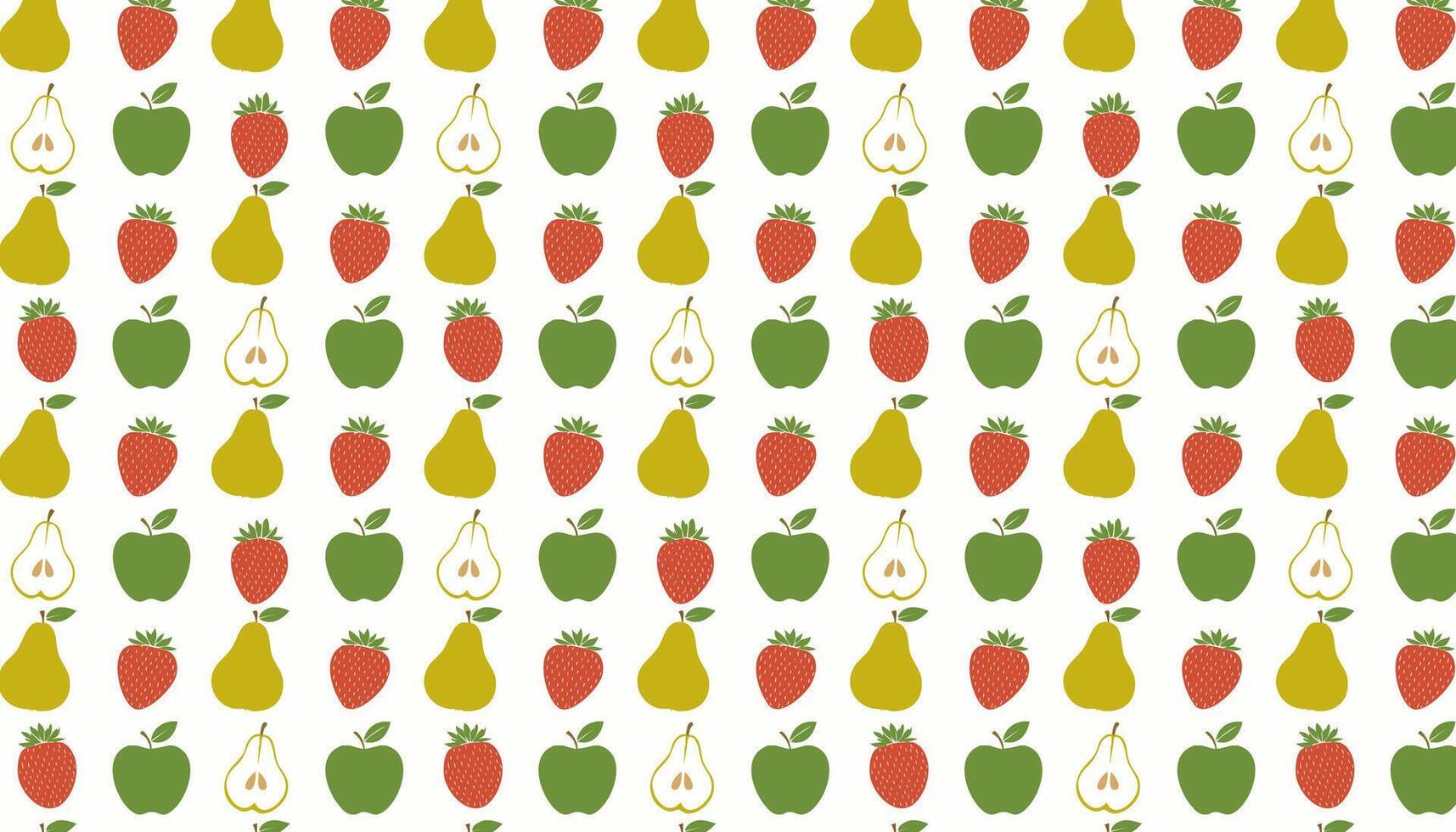 Seamless fruit pattern with pear, apple, strawberry and pear vector