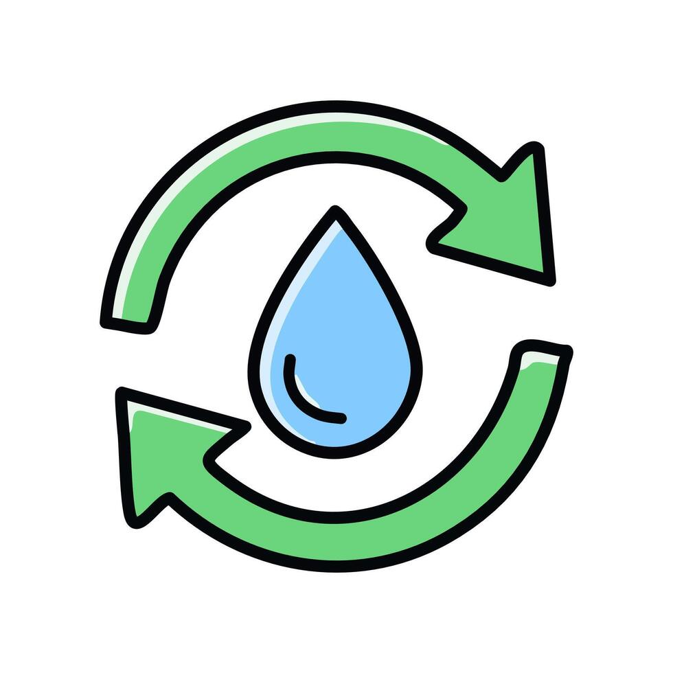 Water cycle illustration, filled design editable outline icon. Isolated on white background. vector