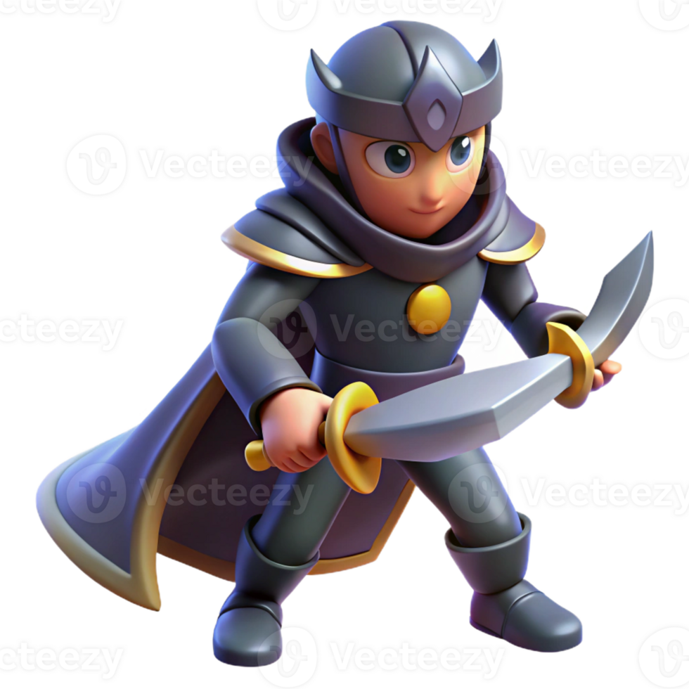 stunning vintage 3D Render Cartoon King Warrior authentic png