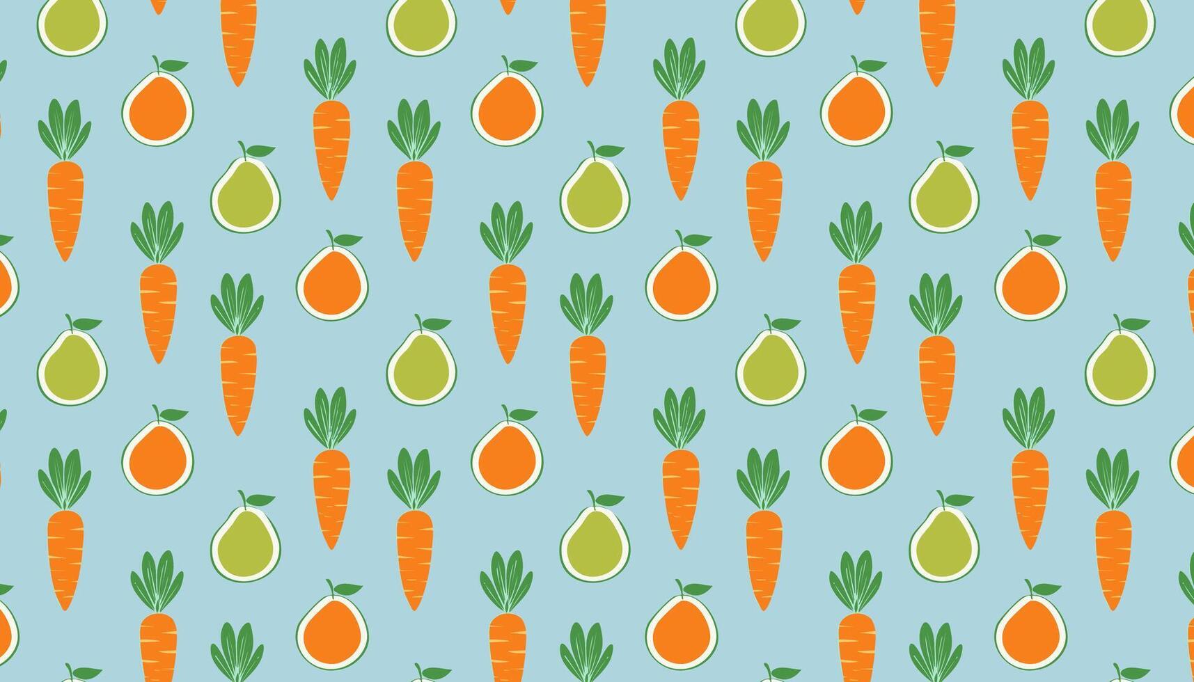 Seamless pattern with carrot and lime on a blue background. vector
