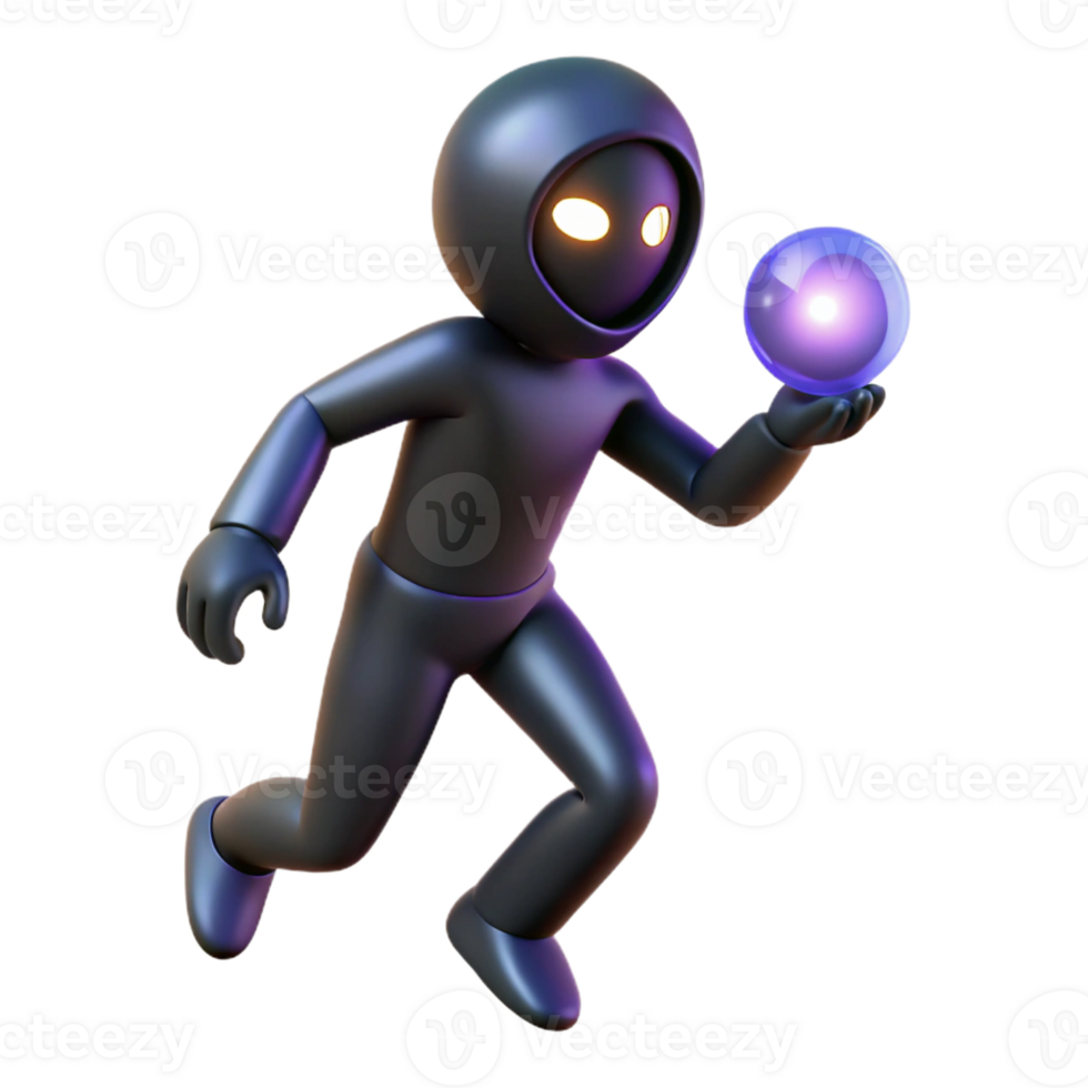 magnificent classic 3D Render Dark Character Holding Glowing Orb exclusive png