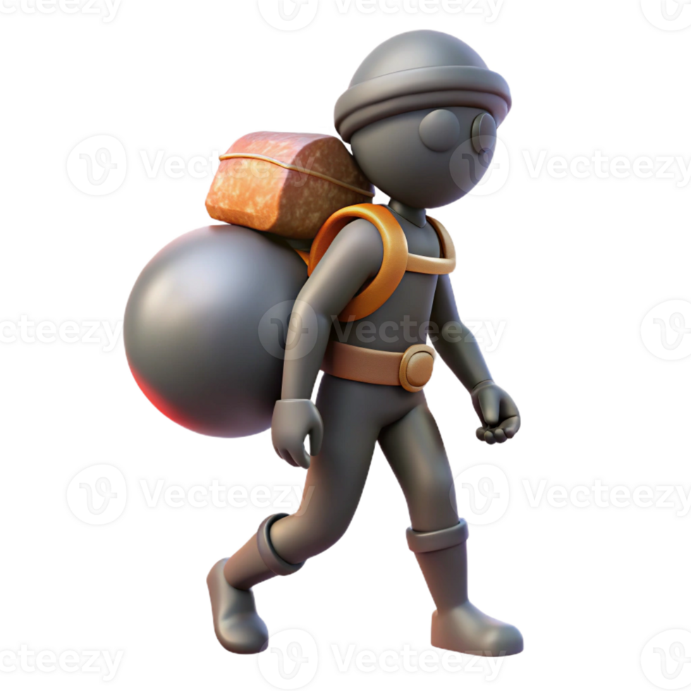 wonderful rustic 3D Render of a Walking Traveler professional png