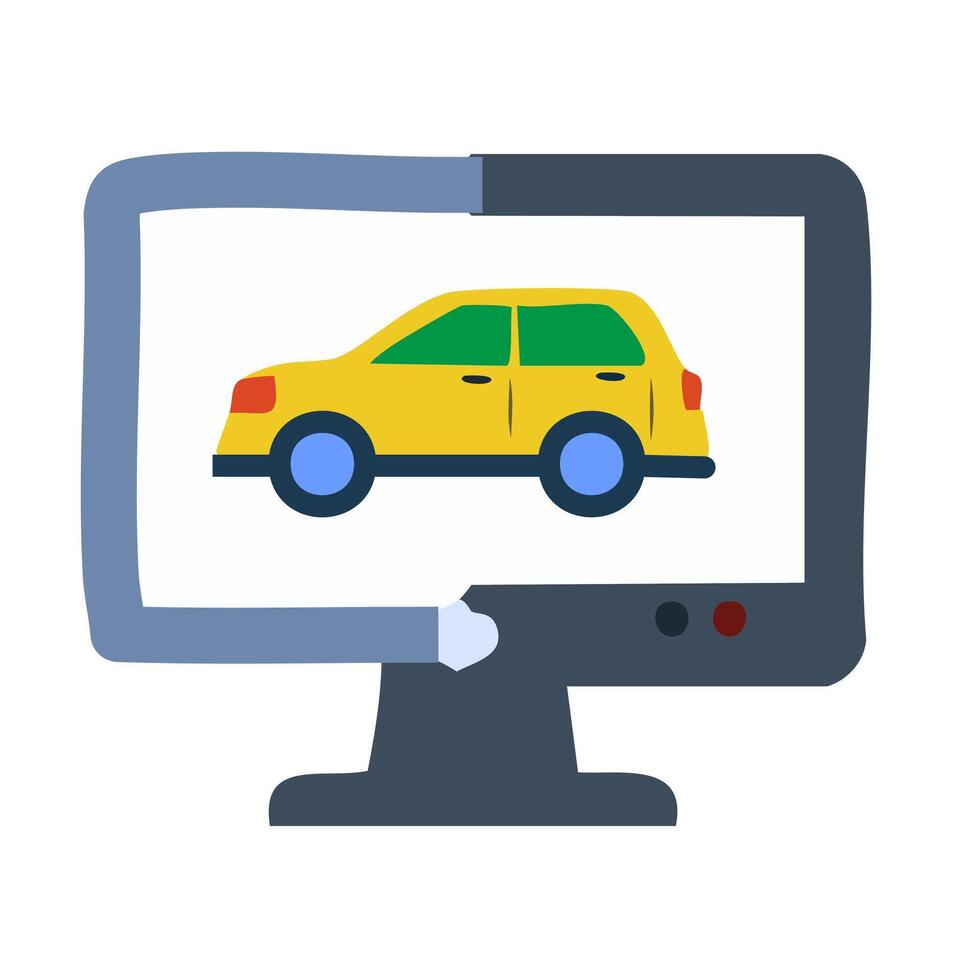 Car on screen icon isolated on white background for your web and mobile app design, Car on screen logo concept vector