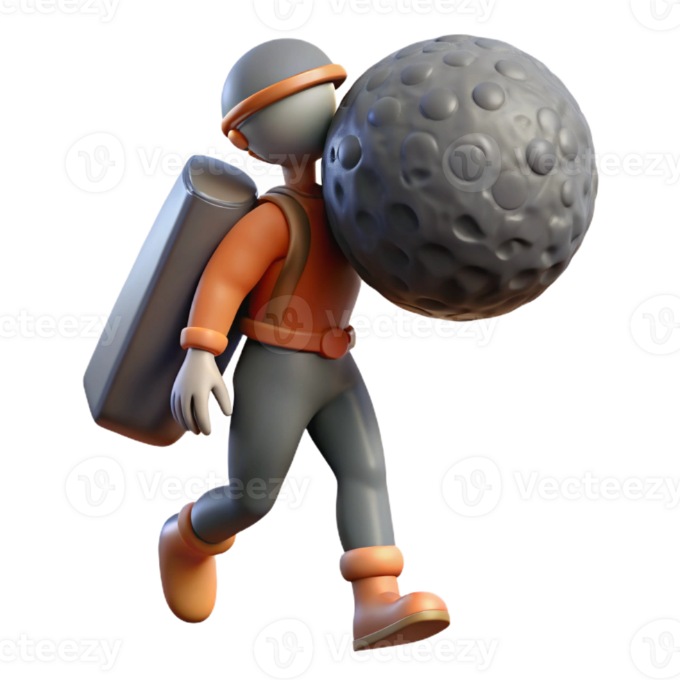vibrant abstract 3D Render Astronaut Carrying Meteorite genuine png