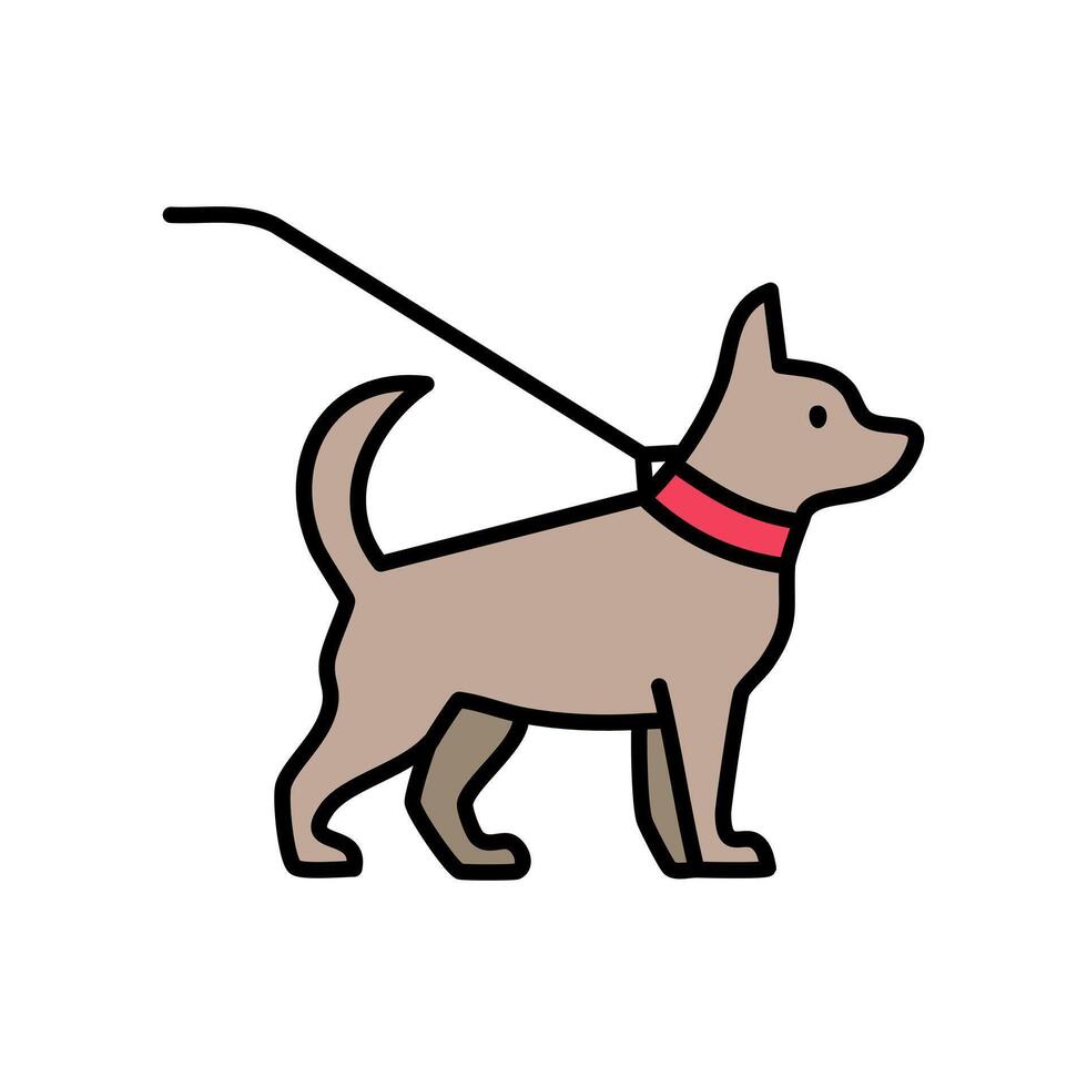 Dog on a leash icon. Dogs illustration in a flat art vector