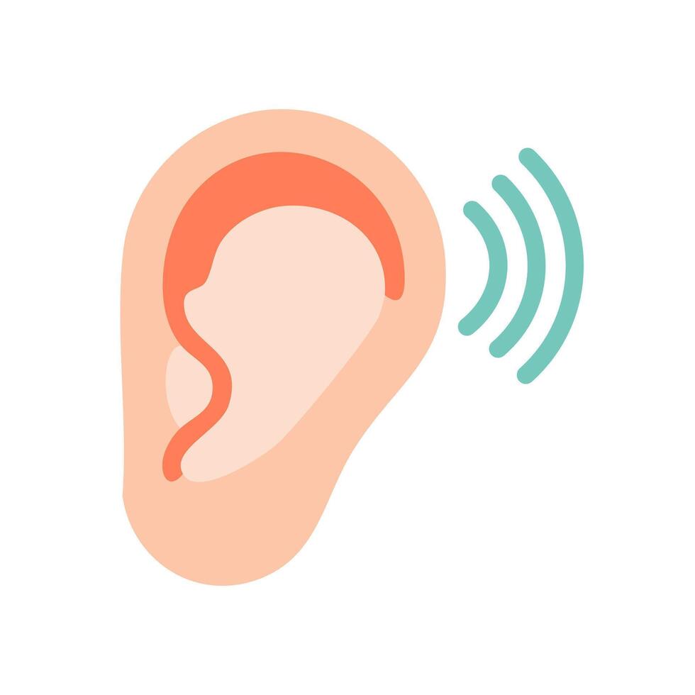 Ear hearing aid color icon. Isolated on white background. illustration. vector