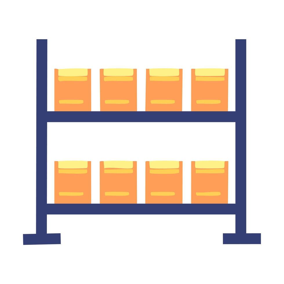 Warehouse shelves with boxes flat icon isolated on white background. illustration. vector