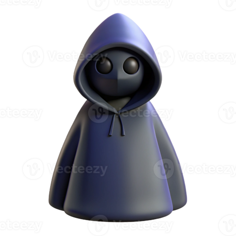 vibrant vintage 3D Render Mysterious Hooded Figure professional png