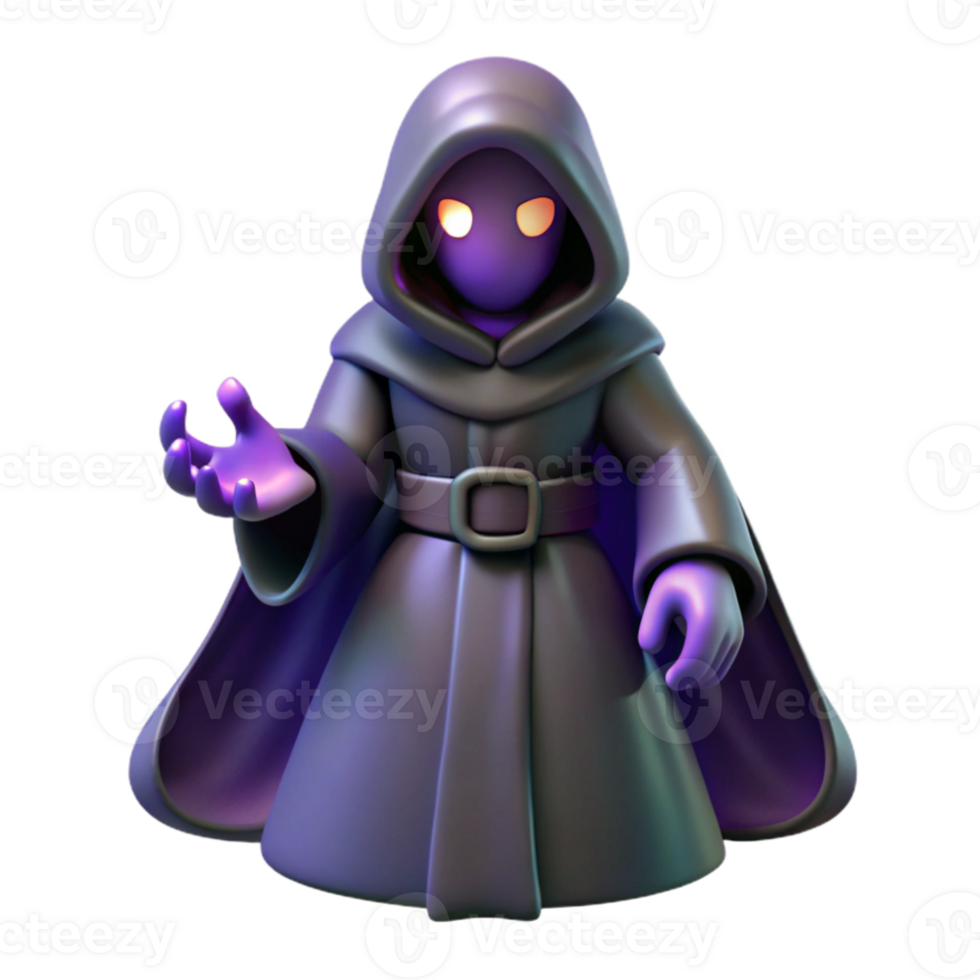 dramatic modern Dark Hooded Figure 3D Render 4K png