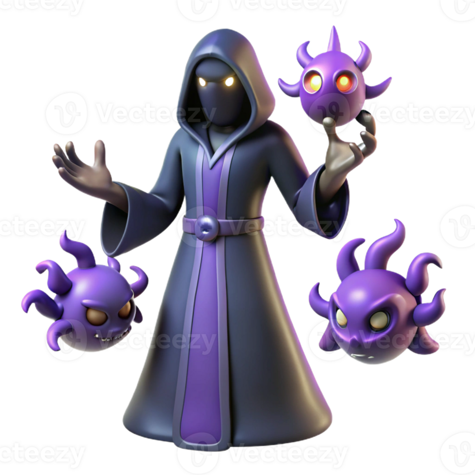 magnificent vintage 3D Render Dark Wizard with Creatures professional png