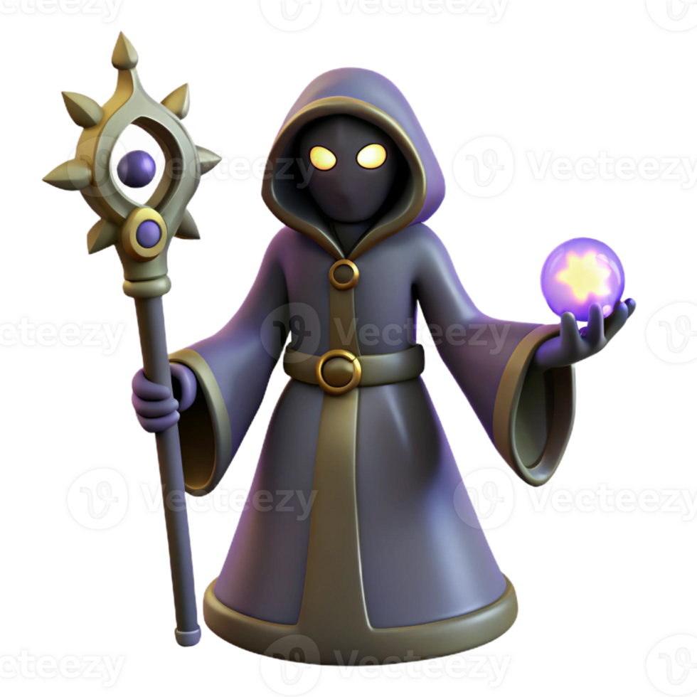 dramatic modern 3D Render of a Cartoon Wizard professional png