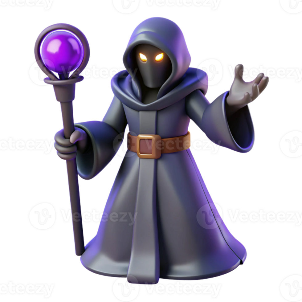 beautiful artistic Dark Wizard 3D Render high quality png