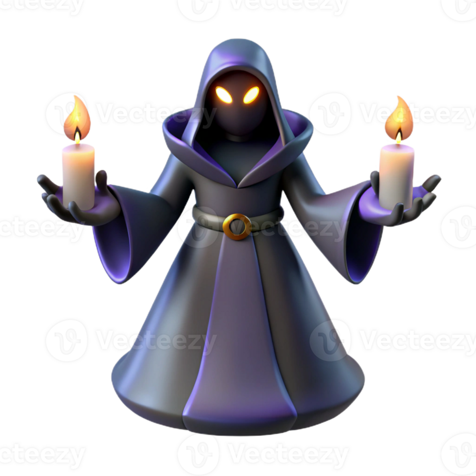 vibrant abstract 3D Cartoon Wizard with Candles exclusive png