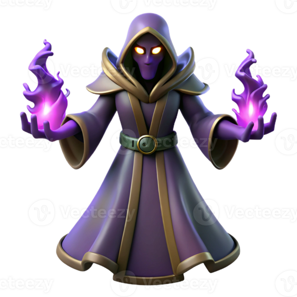 elegant rustic 3D Render Purple Sorcerer Fantasy Illustration authentic png