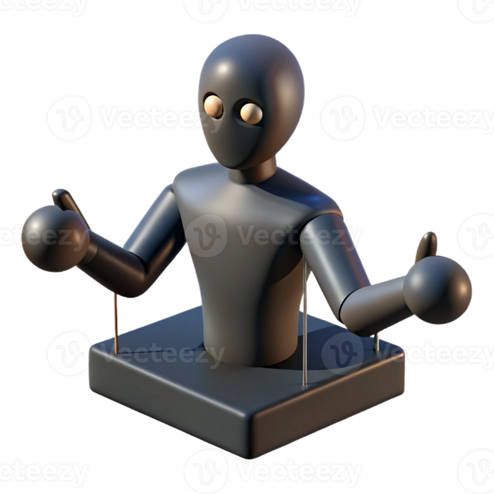 wonderful minimalist 3D Render of a Dark Gray Robot Figure original png