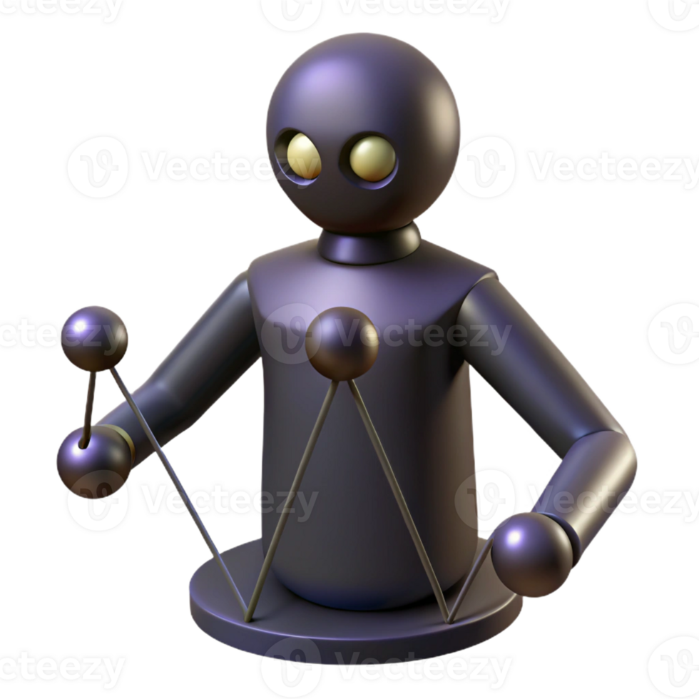 serene creative 3D Render Abstract Robot Figure genuine png