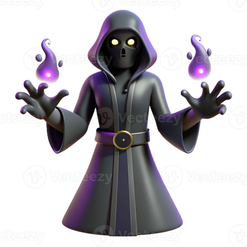 vibrant classic Dark Wizard 3D Render professional png