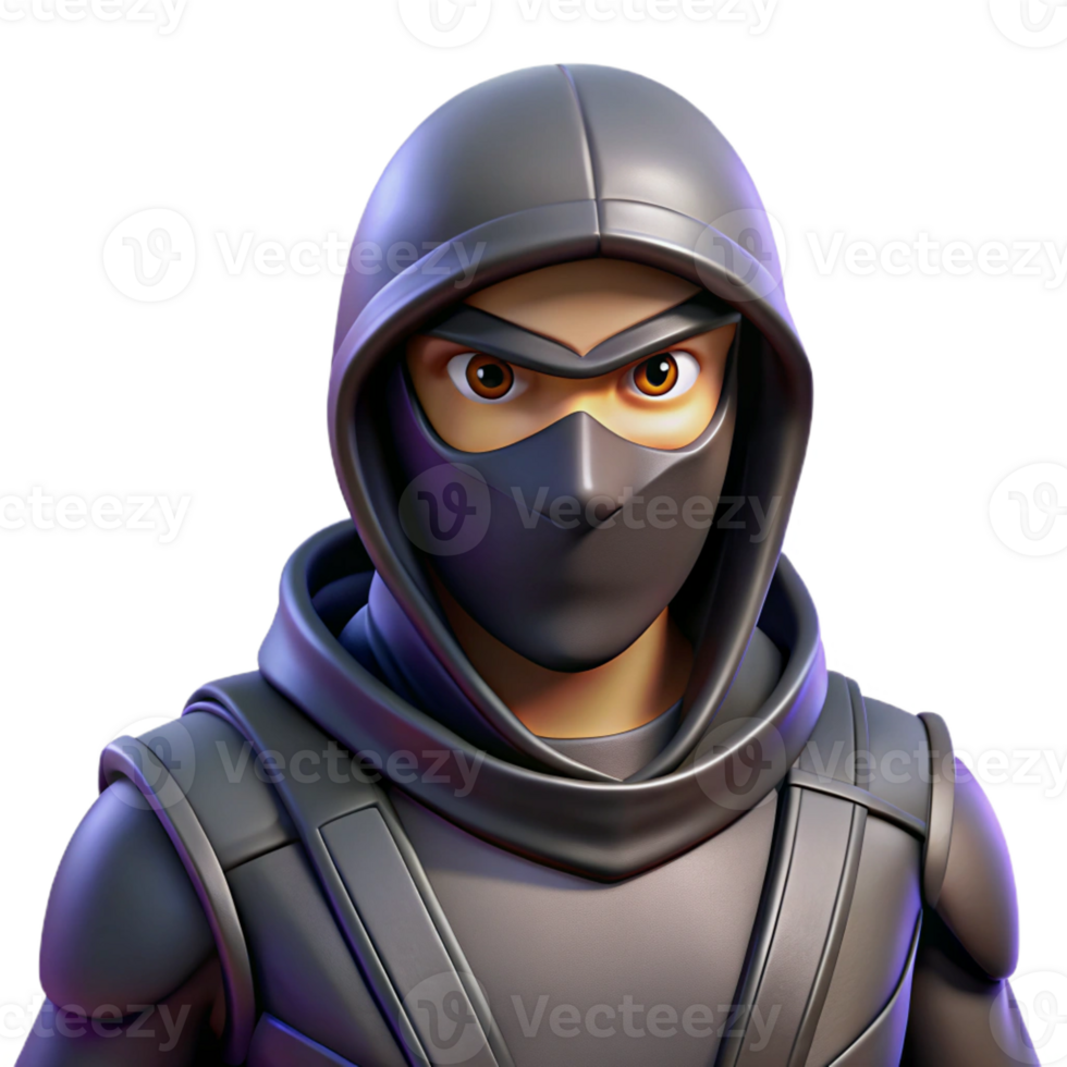 impressive abstract 3D Render Mysterious Ninja Character detailed png