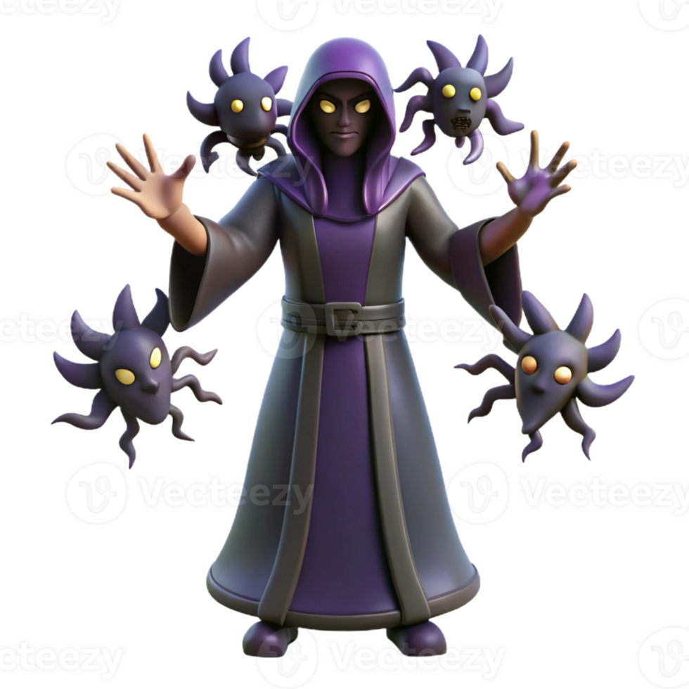 extraordinary vintage Dark Wizard 3D Render genuine png