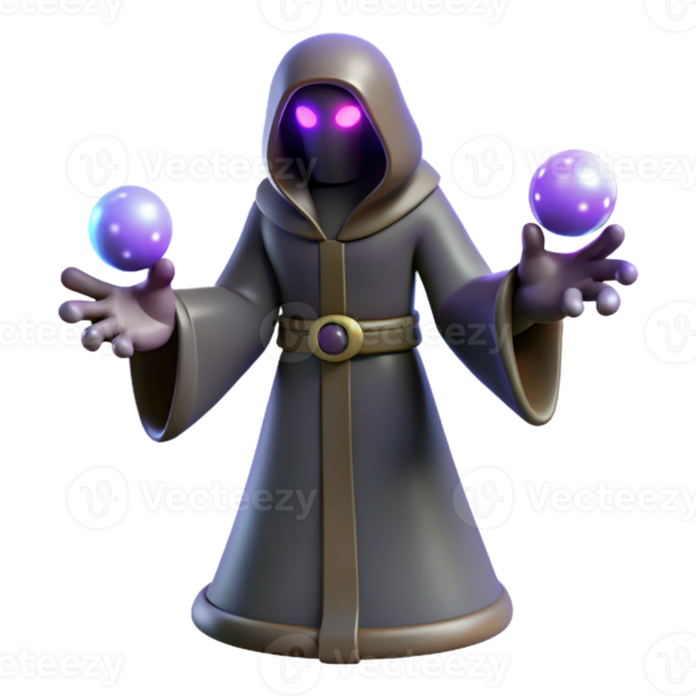 stunning rustic Dark Wizard 3D Render detailed png