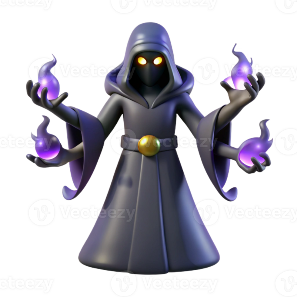 dramatic contemporary Dark Wizard 3D Render exclusive png