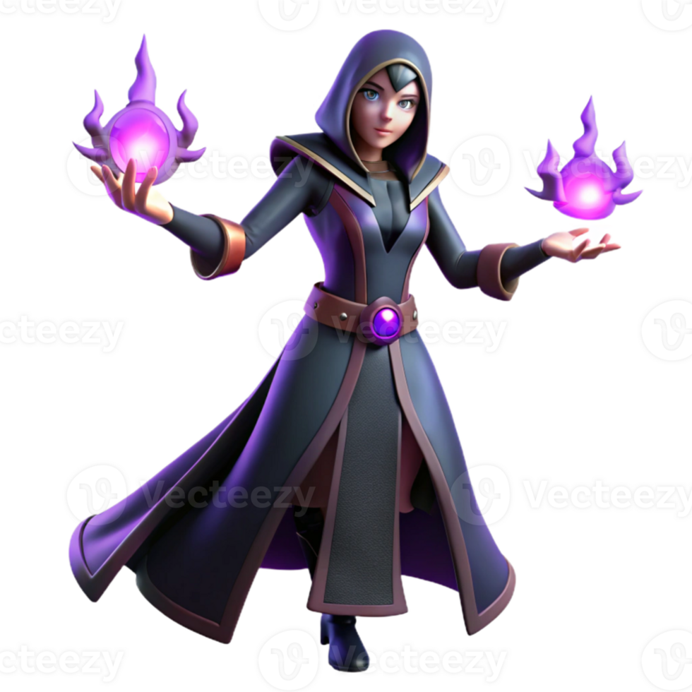 impressive contemporary Fantasy 3D Render Female Mage high resolution png