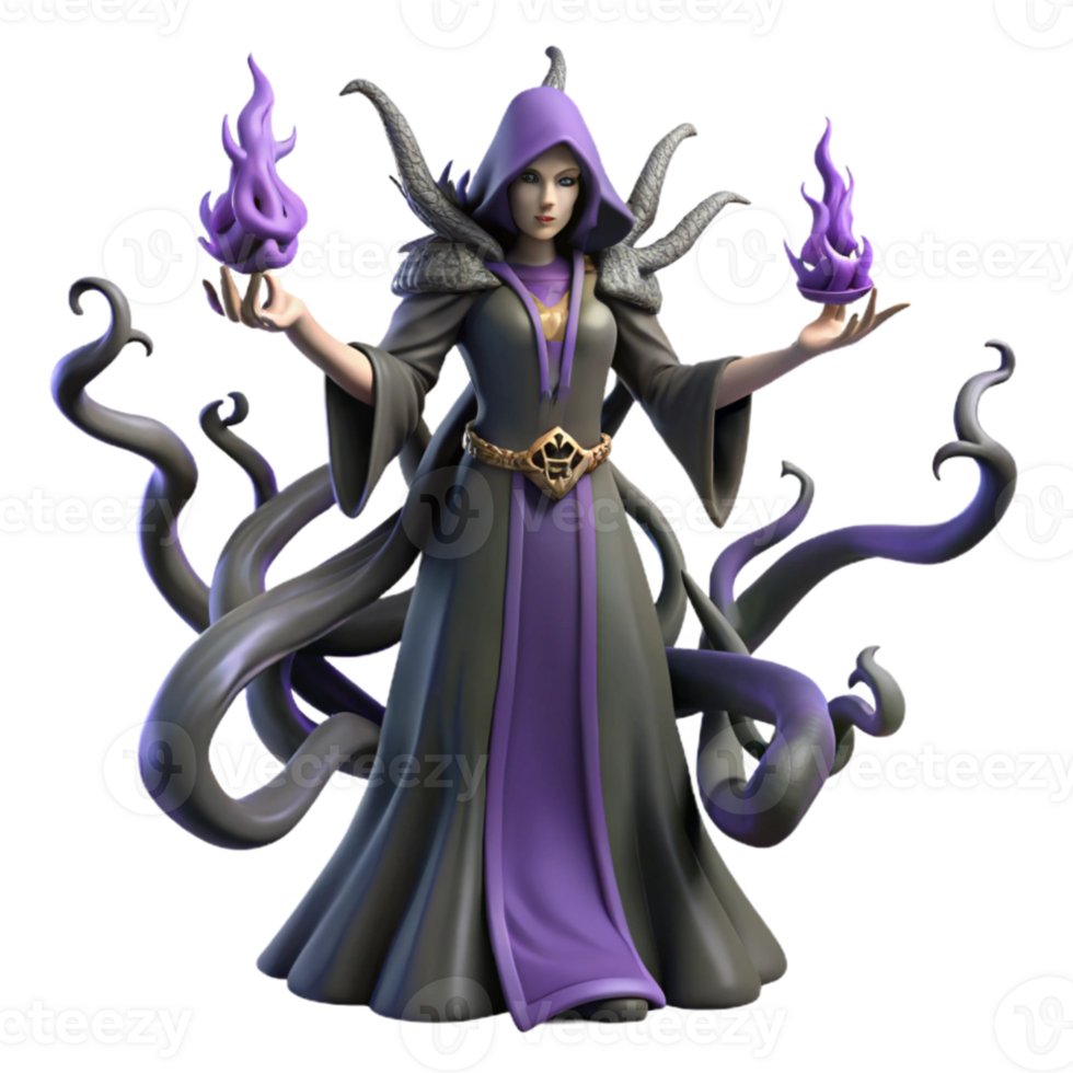dramatic creative Dark Sorceress 3D Render 4K png
