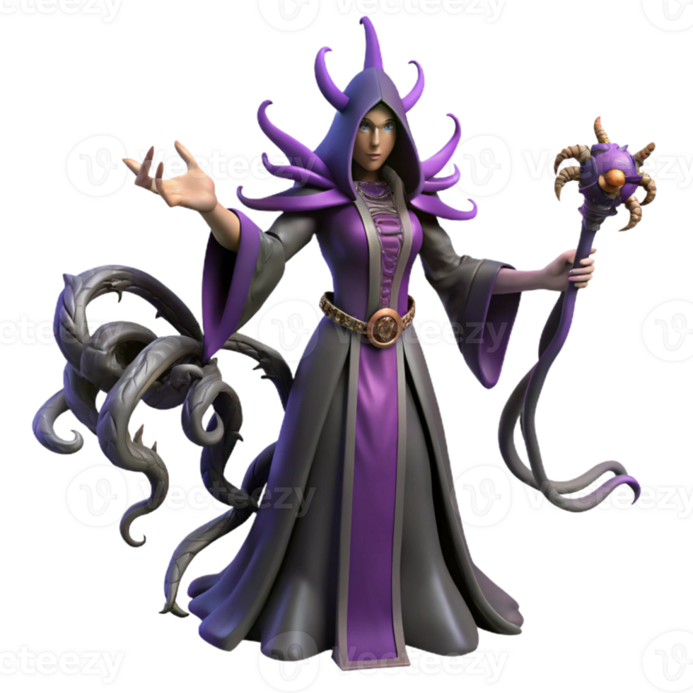 vibrant classic Powerful sorceress 3D render 4K png