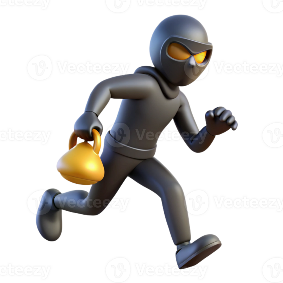 dramatic creative 3D Illustration Running Thief detailed png