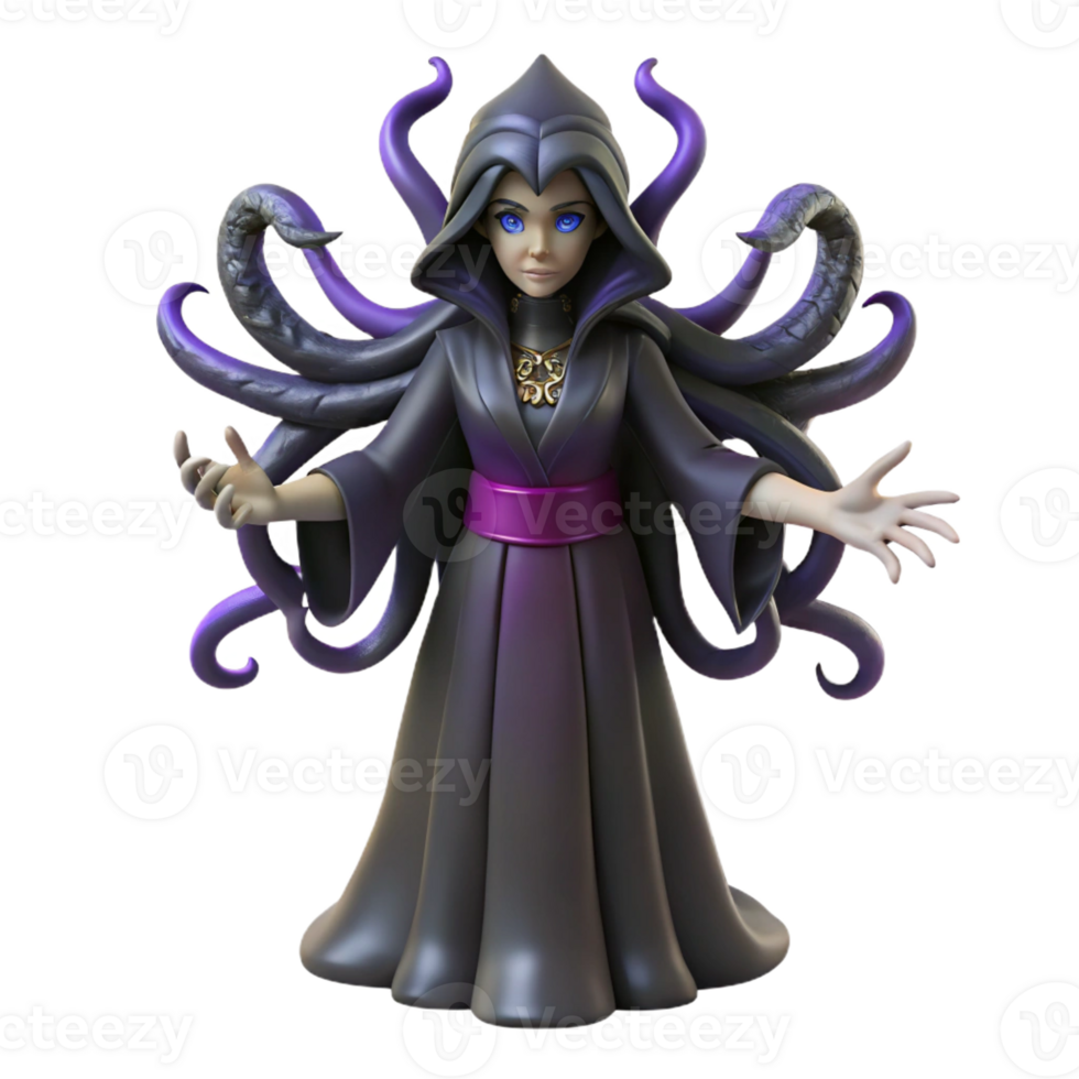 serene abstract 3D Render Fantasy Priestess, Dark Robe high resolution png
