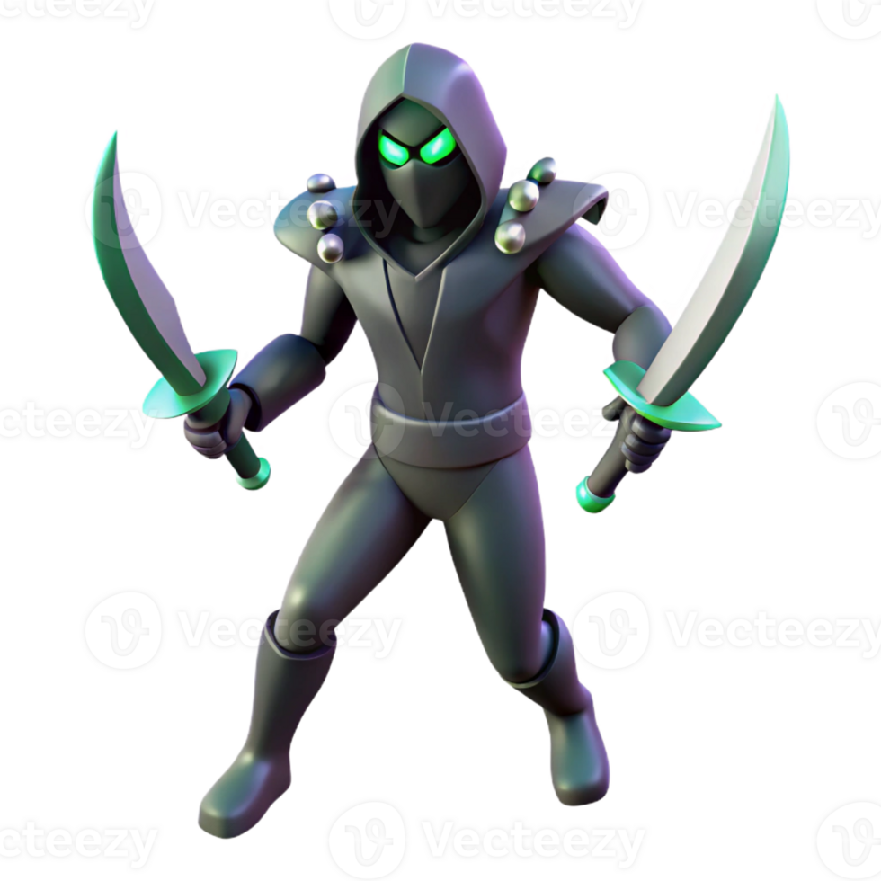 beautiful creative Stylized 3D Ninja Warrior Render authentic png