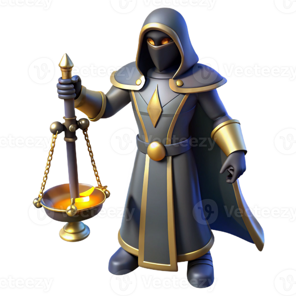 stunning minimalist 3D Render Mysterious Dark Mage with Scales professional png