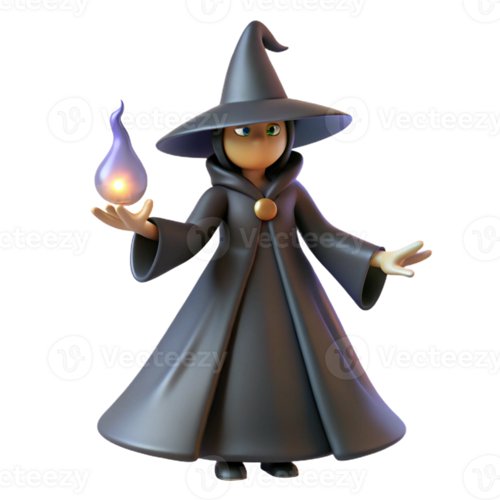 vibrant rustic 3D Cartoon Witch Render genuine png