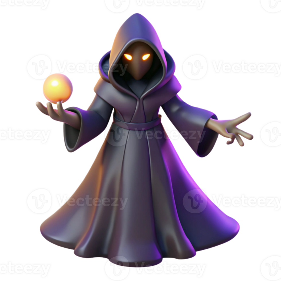 wonderful traditional 3D Render Mysterious Hooded Figure high quality png