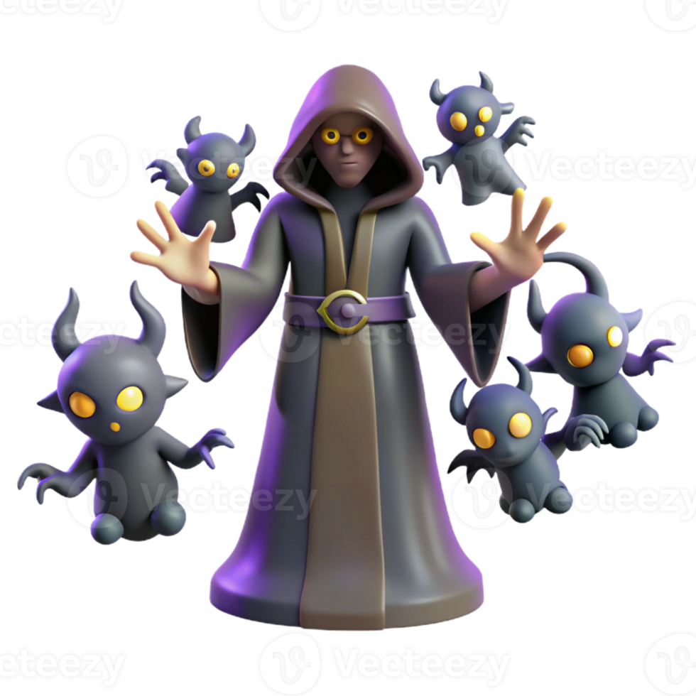 impressive artistic 3D Render Sorcerer with Imps authentic png