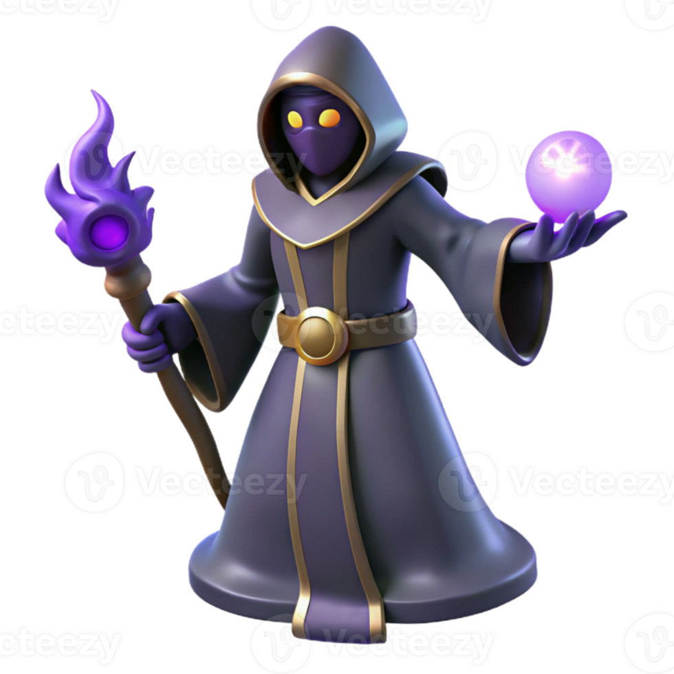 magnificent classic Dark Wizard 3D Render high quality png