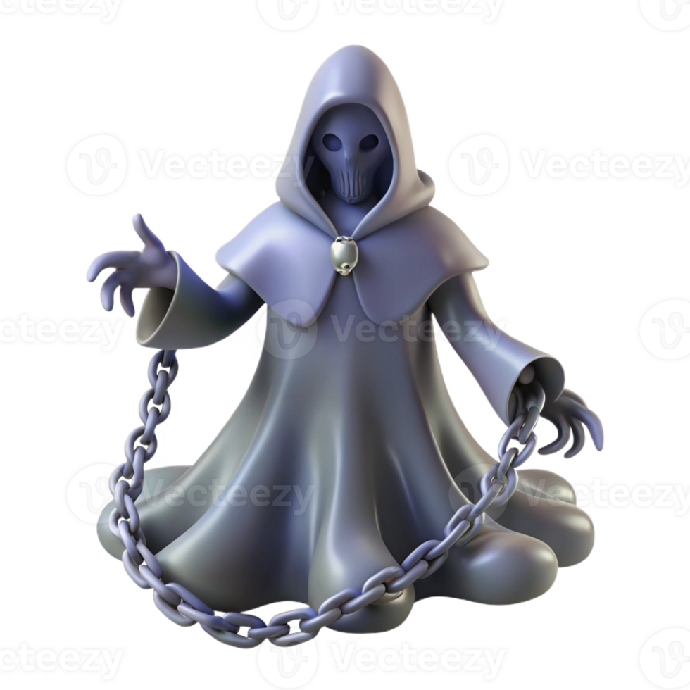 impressive modern 3D Render of Ghostly Figure with Chains high resolution png