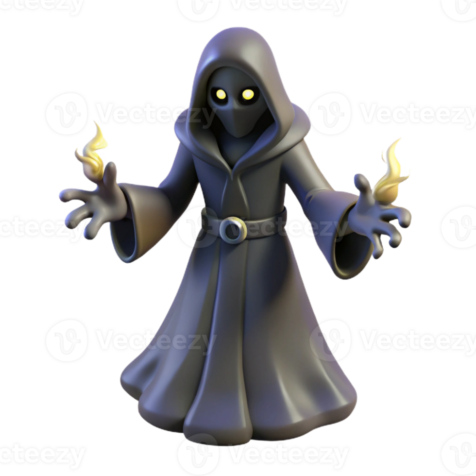 vibrant vintage Dark Sorcerer 3D Render original png