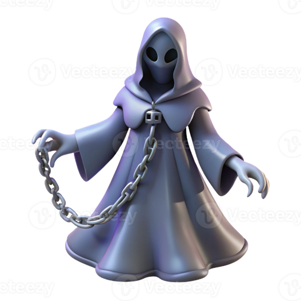 beautiful classic 3D Render Chained Ghost Illustration high quality png
