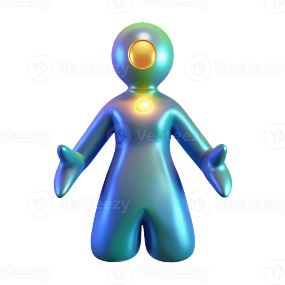 beautiful contemporary 3D Render Iridescent Figure Welcoming high quality png