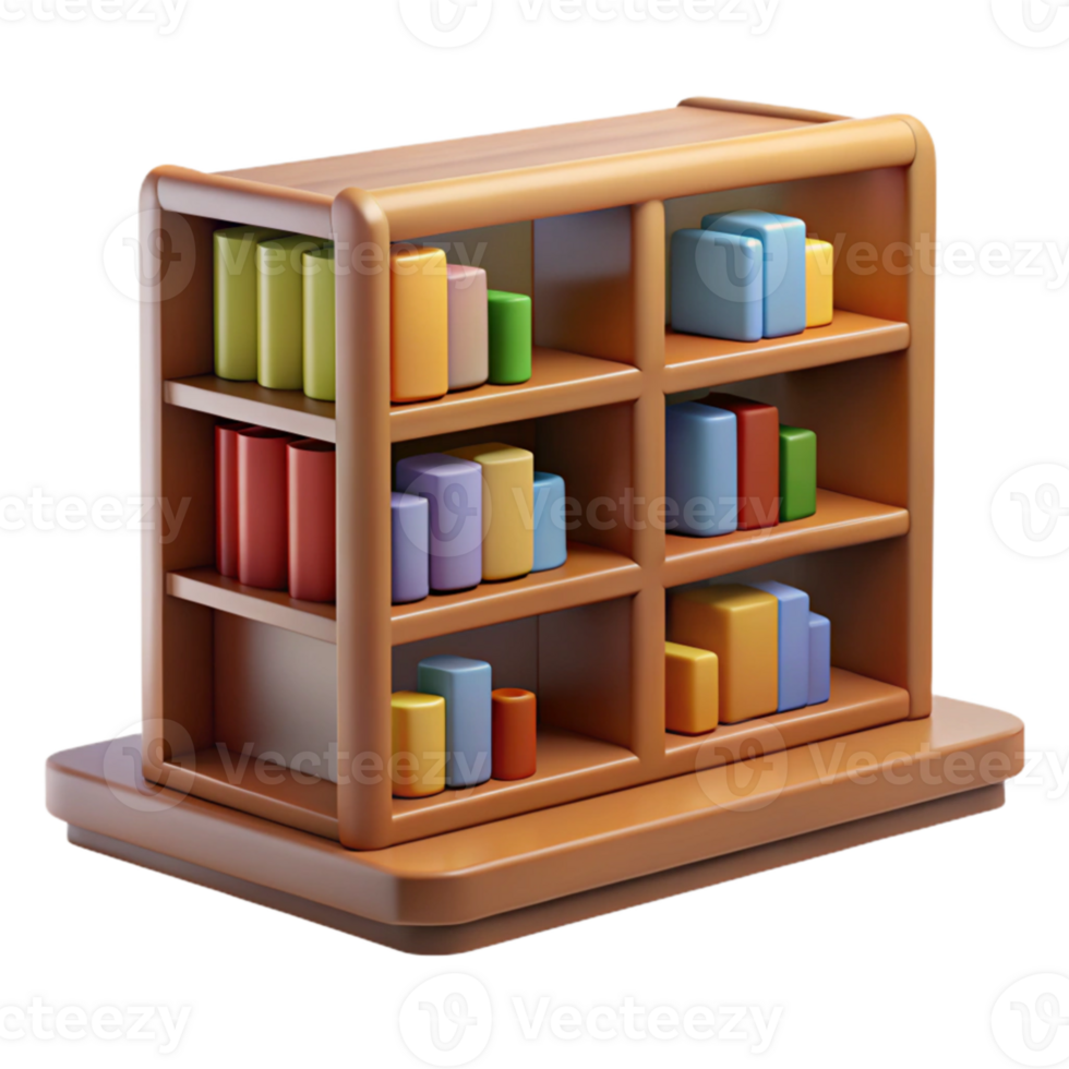 dramatic creative Colorful Bookshelf 3D Render genuine png