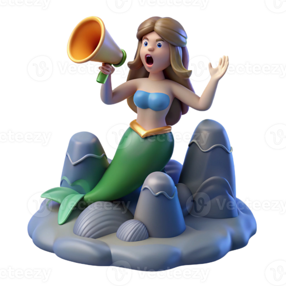impressive modern 3D Render Mermaid Announcing News exclusive png
