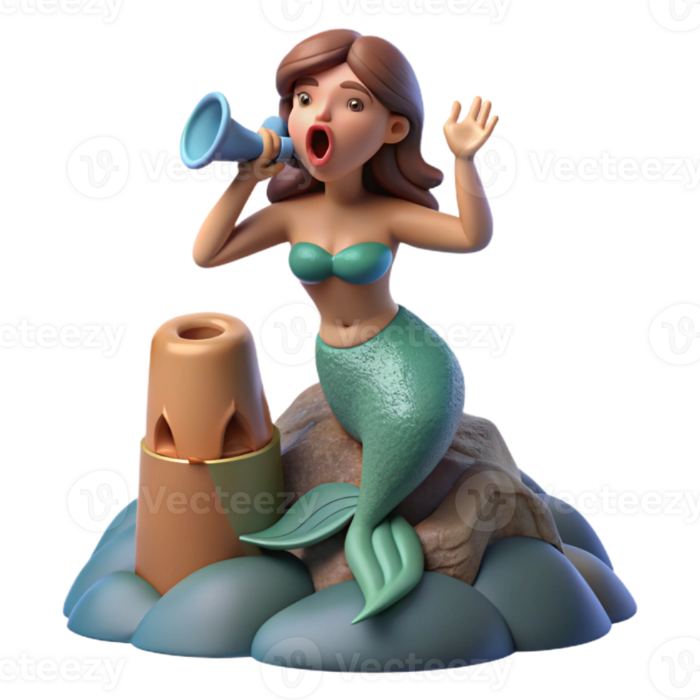wonderful modern 3D Mermaid Illustration Ocean Siren Announcing high quality png