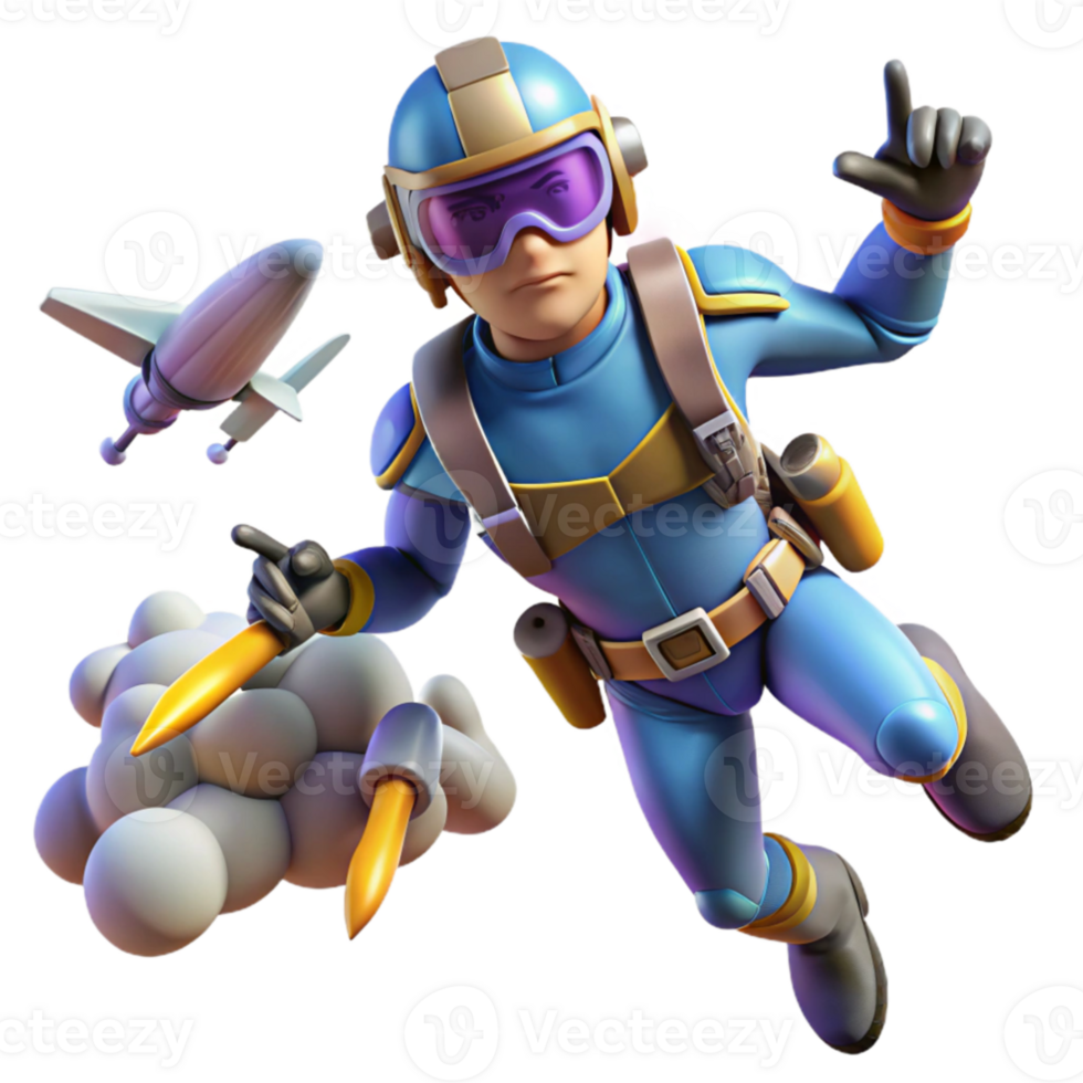 dramatic modern 3D Render of a Futuristic Pilot detailed png